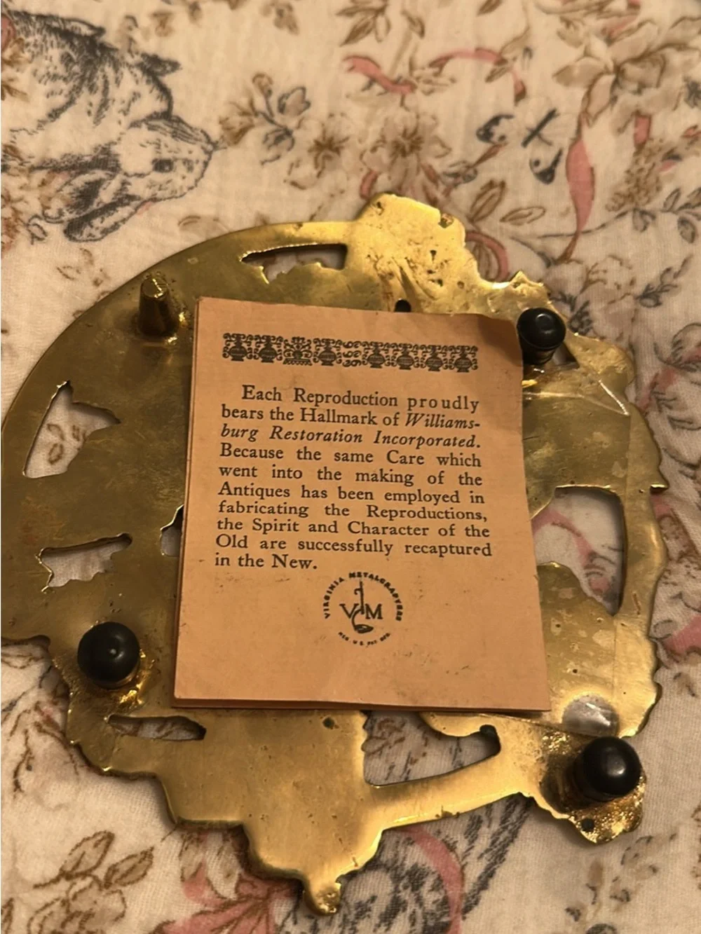 Vintage brass lion trivet